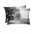 thumbnail image 1 of Hokiten Pillow Cases Queen Size Set of 2, Couch Pillow Covers, Grey Satin Pillowcases with Zipper for Hair/Skin, Pillow Protector Cover, Modern Oil Painted Art Abstract Geometric 20x30 Inches, 1 of 6