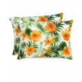 thumbnail image 1 of Hokiten Pillow Cases Queen Size Set of 2, Couch Pillow Covers, Summer Flowers Satin Pillowcases with Zipper for Hair/Skin, Pillow Protector Cover, Orange Botanical Florals Green Leaves 20x30 Inches, 1 of 6