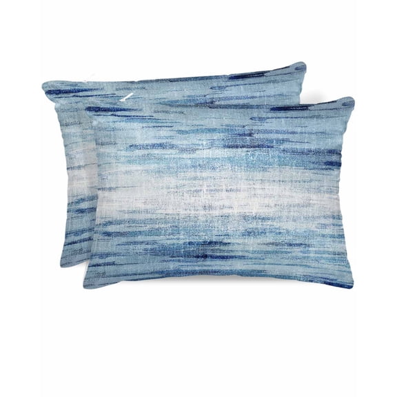 Hokiten Pillow Cases Queen Size Set of 2, Couch Pillow Covers, Vintage Blue Satin Pillowcases with Zipper for Hair/Skin, Pillow Protector Cover, Retro Blue Ombre Modern Abstract Art 20x30 Inches