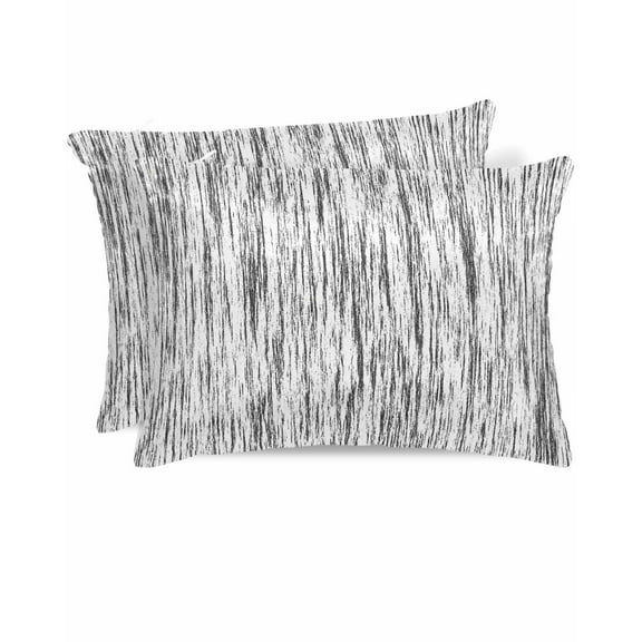 Hokiten Pillow Cases Standard Size Set of 2, Lumbar Pillow Covers, Black and White Satin Pillowcases with Zipper for Hair/Skin, Modern Striped Geometric Abstract Art 20x26 Inches