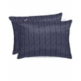 thumbnail image 1 of Hokiten Pillow Cases Standard Size Set of 2, Lumbar Pillow Covers, Blue Yellow Geometric Satin Pillowcases with Zipper for Hair/Skin, Pillow Protector Cover, Modern Abstract Art Striped 20x26 Inches, 1 of 6