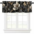 thumbnail image 1 of Hokiten Rod Pocket Curtain Valance, Black Gold Flower Farmhouse Window Valance for Living Room, Bedroom, Kitchen Gradient Luxurious Floral Botanical 60"W x 18"L, 1 of 8
