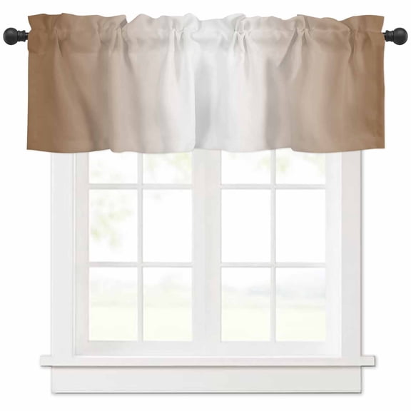 Hokiten Rod Pocket Curtain Valance, Brown Ombre Farmhouse Window Valance for Living Room, Bedroom, Kitchen Modern Gradient Art Abstract 42"W x 18"L