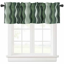 Hokiten Rod Pocket Curtain Valance, Green Ombre Farmhouse Window Valance for Living Room, Bedroom, Kitchen Abstract Art Moire Ocean Waves 42"W x 12"L