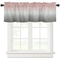 Hokiten Rod Pocket Curtain Valance, Ombre, Farmhouse Window Valance for Living Room, Bedroom, Kitchen Gradient Pink and Grey 42"W x 18"L