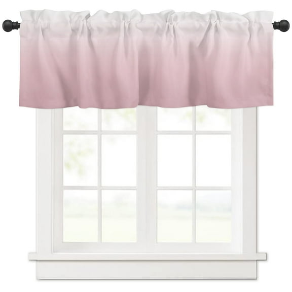 Hokiten Rod Pocket Curtain Valance, Pink Ombre Farmhouse Window Valance for Living Room, Bedroom, Kitchen Farmhouse Gradient Modern Abstract Art 54"W x 18"L