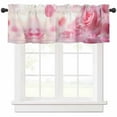 thumbnail image 1 of Hokiten Rod Pocket Curtain Valance, Pink Rose Fantasy Farmhouse Window Valance for Living Room, Bedroom, Kitchen Elegance Floral Romantic Reflection 60"W x 18"L, 1 of 8