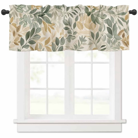 Hokiten Rod Pocket Curtain Valance, Sage Green Yellow Botanical Farmhouse Window Valance for Living Room, Bedroom, Kitchen Spring Summer Vintage 54"W x 18"L