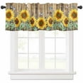 thumbnail image 1 of Hokiten Rod Pocket Curtain Valance, Sunflowers Farmhouse Window Valance for Living Room, Bedroom, Kitchen Botanical Floral Butterfly Brown Wooden Grain 60"W x 18"L, 1 of 8