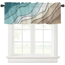 Hokiten Rod Pocket Curtain Valance, Teal Blue Ombre Cream Farmhouse Window Valance for Living Room, Bedroom, Kitchen Modern Geometric Brown Aesthetic 42"W x 12"L