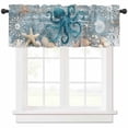 thumbnail image 1 of Hokiten Rod Pocket Curtain Valance, Teal Coastal Octopus Farmhouse Window Valance for Living Room, Bedroom, Kitchen Nautical Starfish Coral Beach 54"W x 18"L, 1 of 8