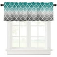 thumbnail image 1 of Hokiten Rod Pocket Curtain Valance, Teal Grey Ombre Morocco Pattern Farmhouse Window Valance for Living Room, Bedroom, Kitchen Modern Moroccan Geometric 60"W x 18"L, 1 of 8