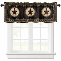Hokiten Rod Pocket Curtain Valance, Western Stars Brown Farmhouse Window Valance for Living Room, Bedroom, Kitchen Farmhouse Country Vintage Wood Grain 42"W x 12"L