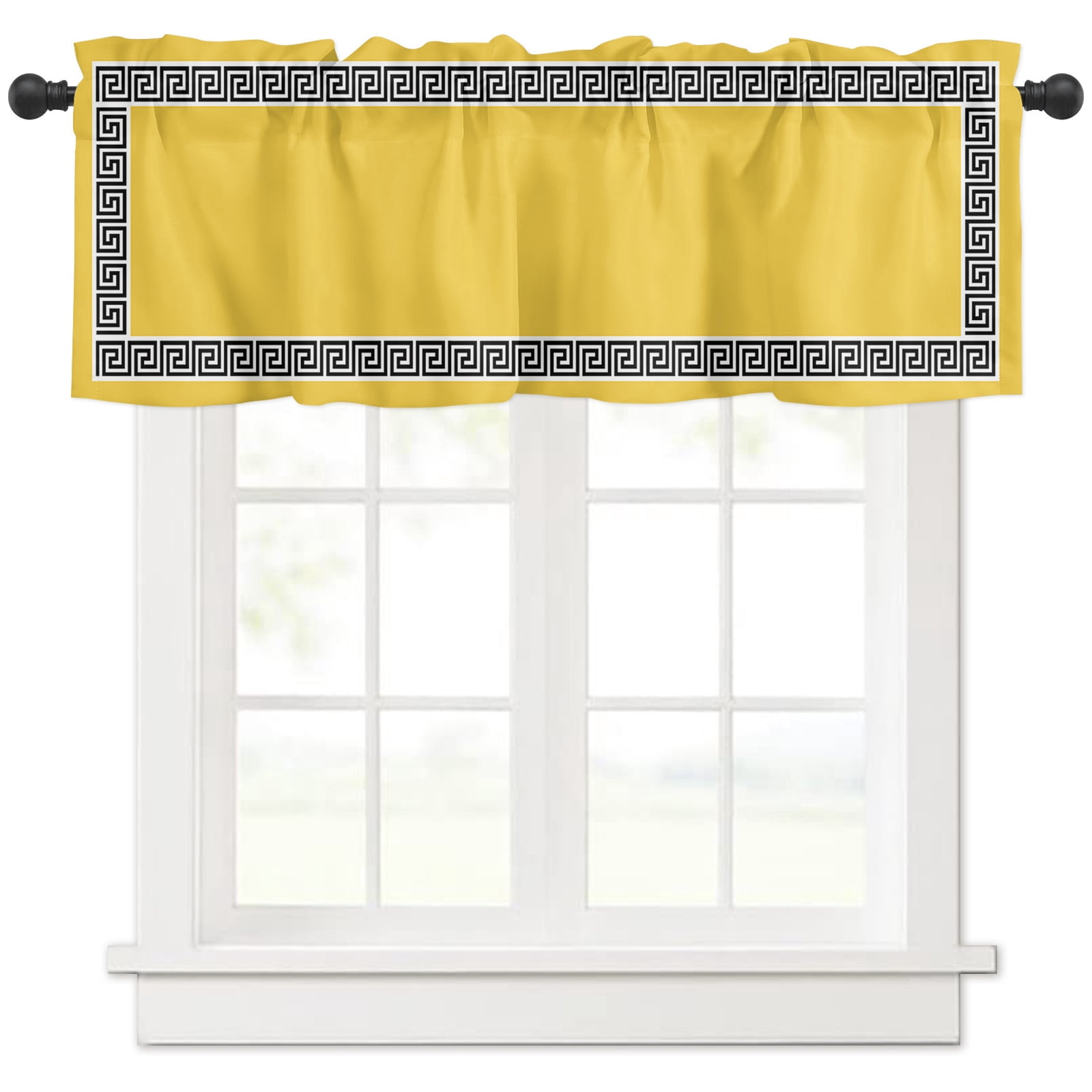 Hokiten Rod Pocket Curtain Valance, Yellow Farmhouse Window Valance for ...