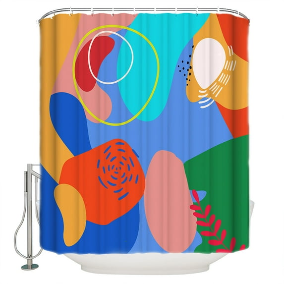 Hokiten Shower Curtain, Abstract Contemporary, Fabric Shower Curtains for Bathroom, Minimalist Art Mo-randi Colored Bath Curtain Waterproof Bathtub Curtains with 12 Hooks, Standard 72" x 72"
