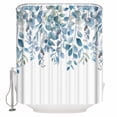 thumbnail image 1 of Hokiten Shower Curtain, Blue Eucalyptus Leaves Fabric Shower Curtains for Bathroom, Watercolor Botanical Weeping Bath Curtain Waterproof Bathtub Curtains with 12 Hooks, Large 72" x 78", 1 of 7