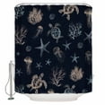 thumbnail image 1 of Hokiten Shower Curtain, Navy Blue Coastal Fabric Shower Curtains for Bathroom, Nautical Summer Beach Sea Turtle Starfish Bath Curtain Waterproof Bathtub Curtains with 12 Hooks, 48" x 72", 1 of 7