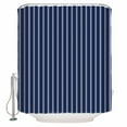 thumbnail image 1 of Hokiten Shower Curtain, Navy Blue Striped Fabric Shower Curtains for Bathroom, Navy Blue White Farmhouse Stripes Bath Curtain Waterproof Bathtub Curtains with 12 Hooks, Standard 72" x 72", 1 of 7