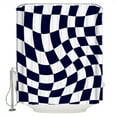 thumbnail image 1 of Hokiten Shower Curtain, Navy Blue White Checkered Fabric Shower Curtains for Bathroom, Modern Irregular Geometric Bath Curtain Waterproof Bathtub Curtains with 12 Hooks, Small 36" x 72", 1 of 7