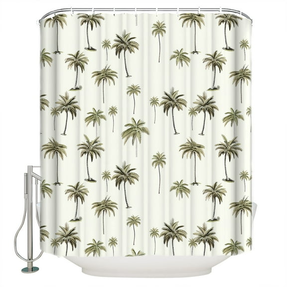 Hokiten Shower Curtain, Palm Trees Fabric Shower Curtains for Bathroom, Green Botanical Summer Tropical Plants Bath Curtain Waterproof Bathtub Curtains with 12 Hooks, Small 36" x 72"