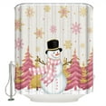 thumbnail image 1 of Hokiten Shower Curtain, Pink Snowman, Fabric Shower Curtains for Bathroom, Christmas Blush Pine Tree Snowflake Bath Curtain Waterproof Bathtub Curtains with 12 Hooks, Extra Long 72" x 96", 1 of 7