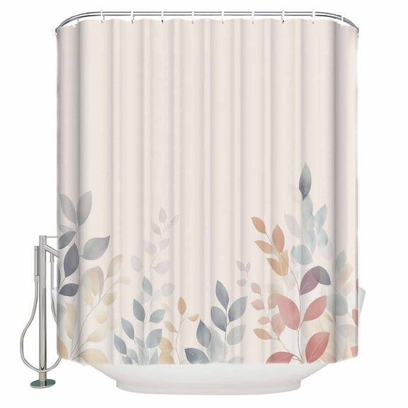 Hokiten Shower Curtain, Spring Leaves Fabric Shower Curtains for Bathroom, Plant Tree Branch Leaf Botanical Herb Bath Curtain Waterproof Bathtub Curtains with 12 Hooks, 48" x 72"