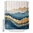 thumbnail image 1 of Hokiten Shower Curtain, Teal Golden Fabric Shower Curtains for Bathroom, Modern Oil Painting Art Bath Curtain Waterproof Bathtub Curtains with 12 Hooks, Standard 72" x 72", 1 of 7
