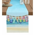 thumbnail image 1 of Hokiten Table Runners 108 Inches Long Dress Scarves, Beach Slippers Farmhouse Coffee/Dining/Kitchen Table Runner for Living Room, Blue Summer Ocean Coastal Shell 13x108 Inch, 1 of 7