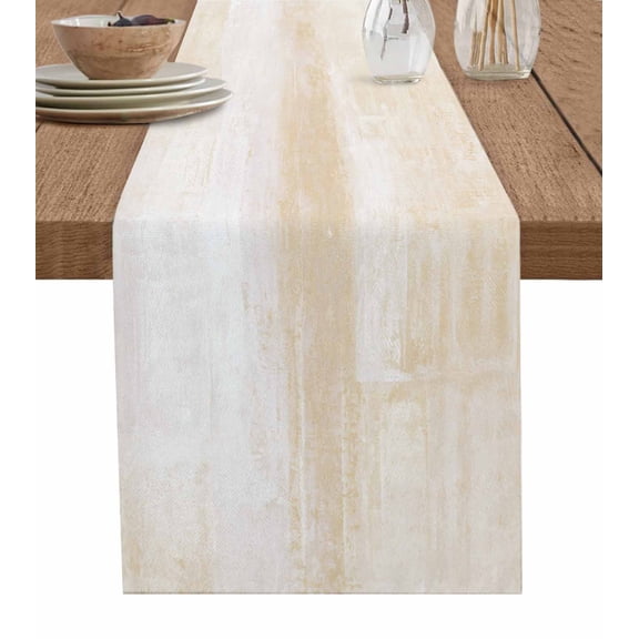 Hokiten Table Runners 108 Inches Long Dress Scarves, Beige Farmhouse Coffee/Dining/Kitchen Table Runner for Living Room, Retro Oil Painting Modern Abstract Art Aesthetics 13x108 Inch