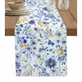 thumbnail image 1 of Hokiten Table Runners 108 Inches Long Dress Scarves, Botanical Floral Farmhouse Coffee/Dining/Kitchen Table Runner for Living Room, Blue Flowers Watercolor Wildflowers 13x108 Inch, 1 of 7