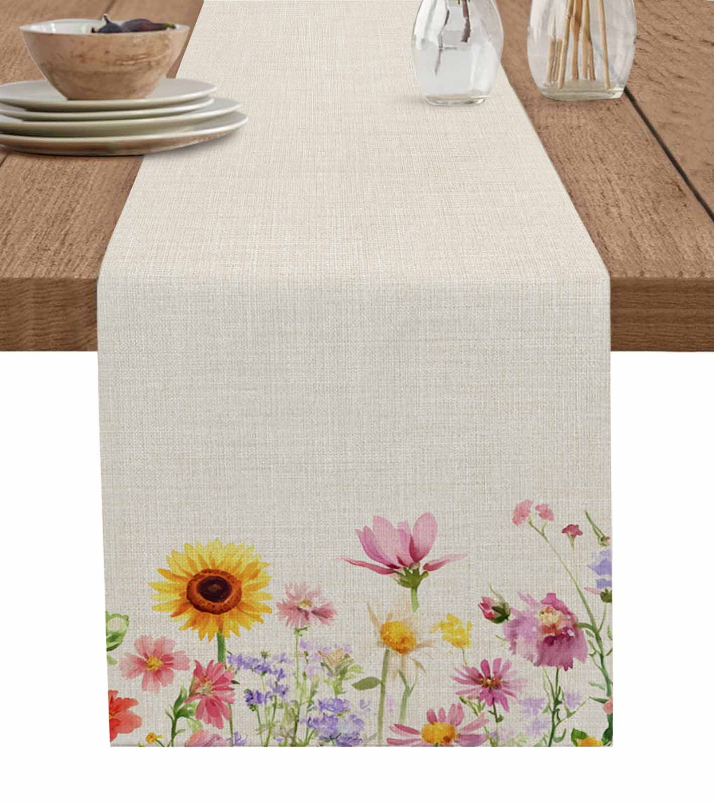 Spring Table Runner 108 Hokiten Table Runners 108 Inches Long Dress Scarves, Colorful Floral ...