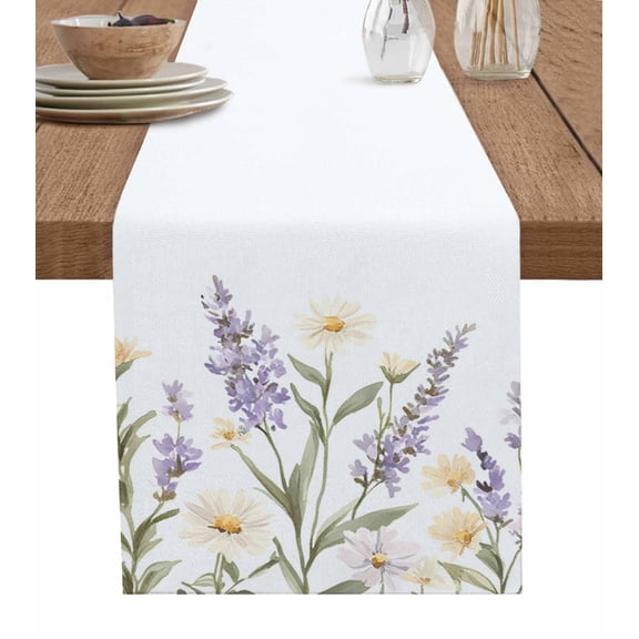 Hokiten Table Runners 108 Inches Long Dress Scarves, Spring Lavender Farmhouse Coffee/Dining/Kitchen Table Runner for Living Room, Farmhouse Floral Pastoral 13x108 Inch