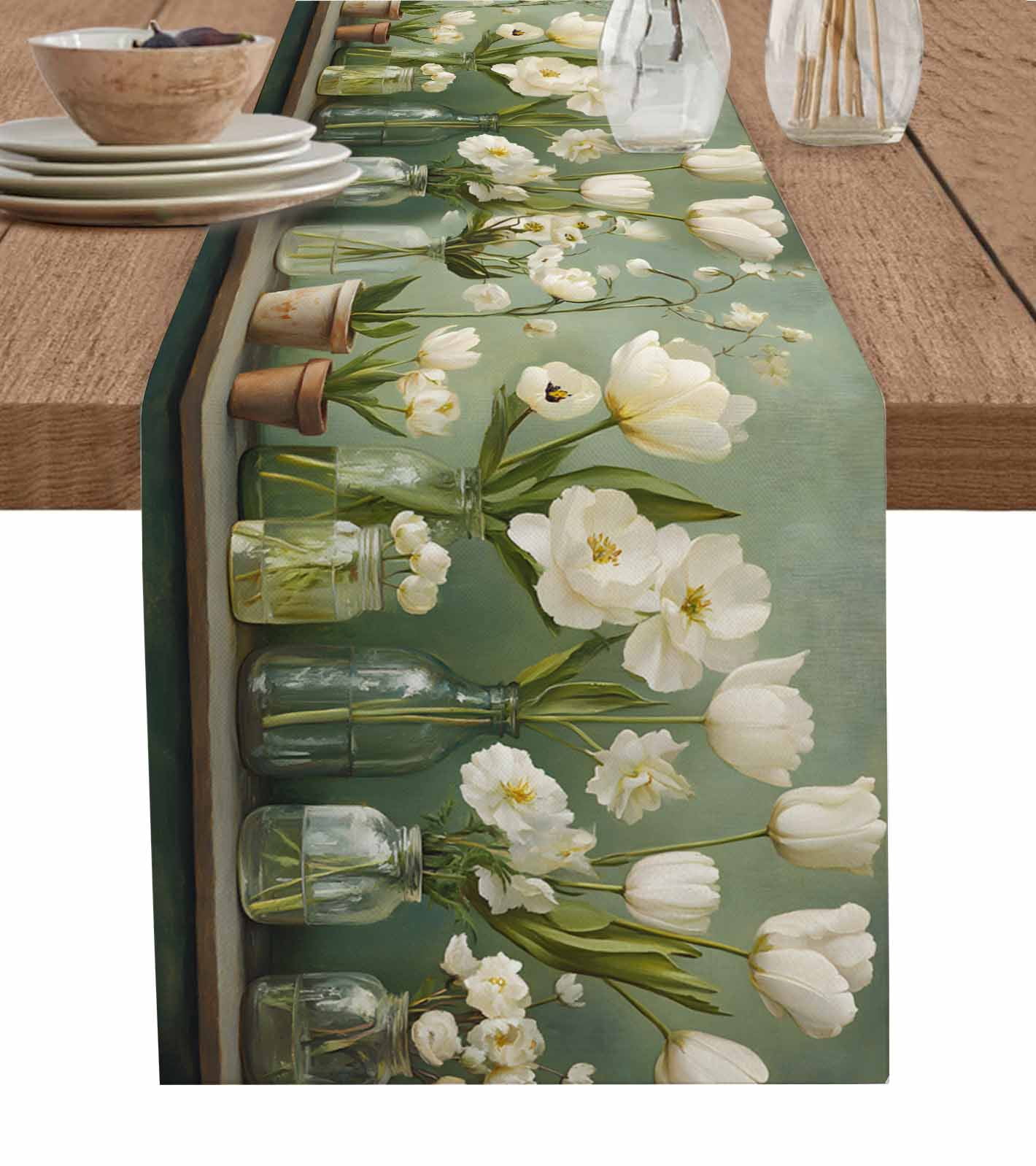 Hokiten Table Runners 120 Inches Long Dress Scarves, Flower Floral ...