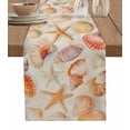 thumbnail image 1 of Hokiten Table Runners 120 Inches Long Dress Scarves, Orange Shells Coastal Farmhouse Coffee/Dining/Kitchen Table Runner for Living Room, Summer Beach Starfish Burlap 13x120 Inch, 1 of 7