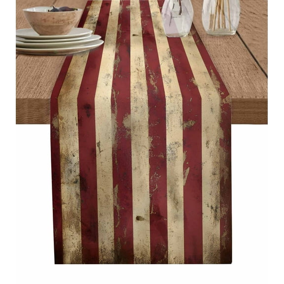 Hokiten Table Runners 120 Inches Long Dress Scarves, Retro American Flag Farmhouse Coffee/Dining/Kitchen Table Runner for Living Room, Vintage Shabby US Flag 13x120 Inch
