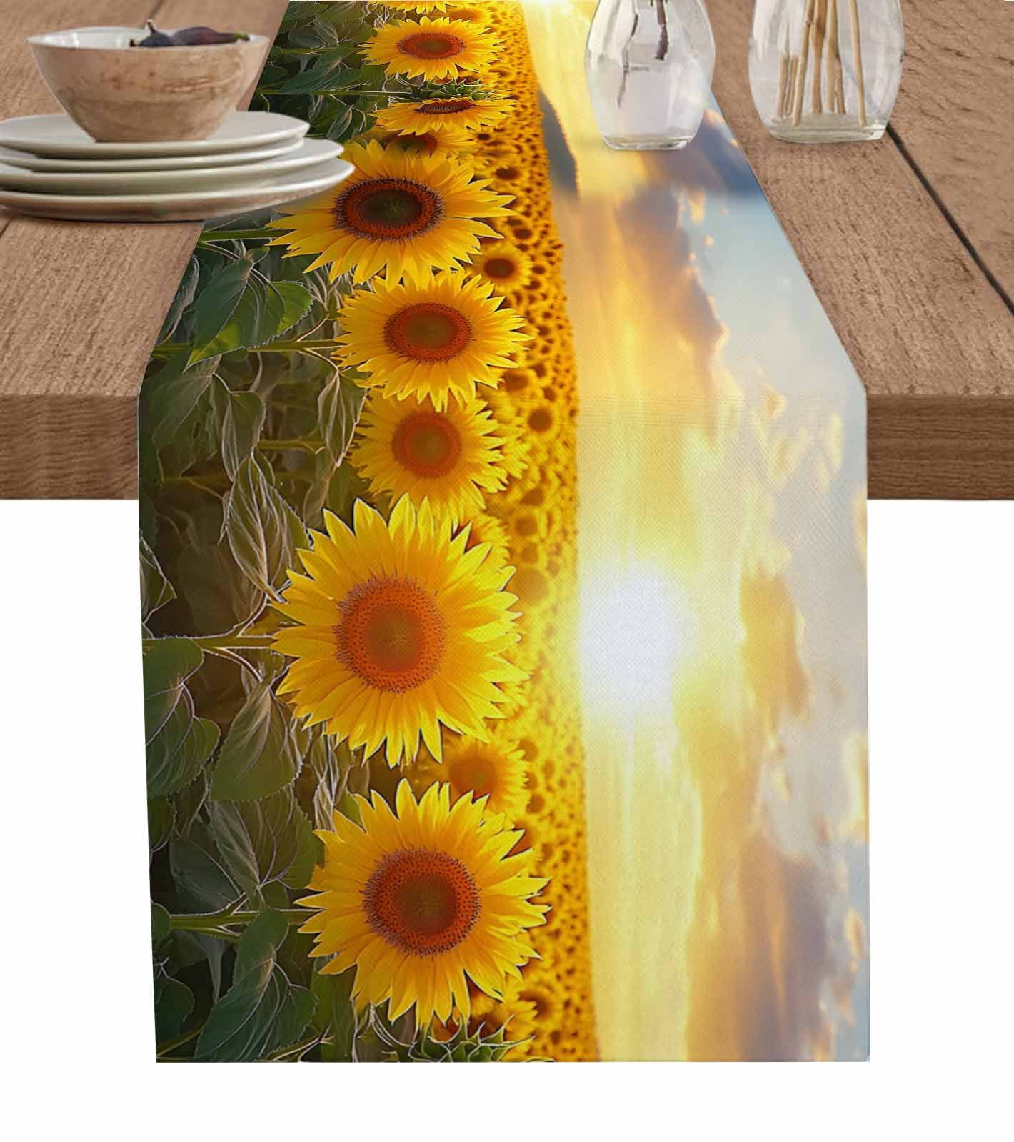 Hokiten Table Runners 120 Inches Long Dress Scarves, Sunflower Field ...