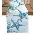 thumbnail image 1 of Hokiten Table Runners 120 Inches Long Dress Scarves, Teal Blue Coastal Coral Farmhouse Coffee/Dining/Kitchen Table Runner for Living Room, Summer Ocean Watercolor Starfish 13x120 Inch, 1 of 7