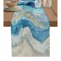 Hokiten Table Runners 36 Inches Long Dress Scarves, Blue Coastal Farmhouse Kitchen/Dining Table Runner, Short Coffee Tablerunners, Summer Beach Nautical Abstract Art 13x36 Inch