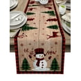thumbnail image 1 of Hokiten Table Runners 36 Inches Long Dress Scarves, Christmas Snowman Farmhouse Kitchen/Dining Table Runner, Short Coffee Tablerunners, Xmas Trees Brown Wood Red Black Plaid 13x36 Inch, 1 of 7