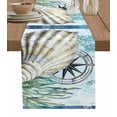 thumbnail image 1 of Hokiten Table Runners 36 Inches Long Dress Scarves, Coastal Ocean Farmhouse Kitchen/Dining Table Runner, Short Coffee Tablerunners, Summer Nautical Compass Shell Seaweed 13x36 Inch, 1 of 7