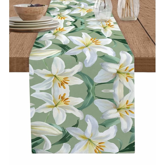 Hokiten Table Runners 36 Inches Long Dress Scarves, Garden Flora Illustrations Farmhouse Kitchen/Dining Table Runner, Short Coffee Tablerunners, Spring Summer Botanical 13x36 Inch
