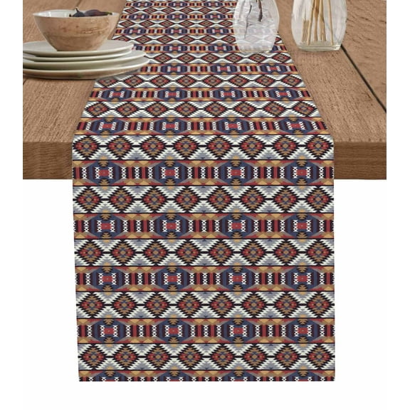 Hokiten Table Runners 36 Inches Long Dress Scarves, Retro Boho Aztec Farmhouse Kitchen/Dining Table Runner, Short Coffee Tablerunners, Ethnic Abstract Southwest Geometric 13x36 Inch