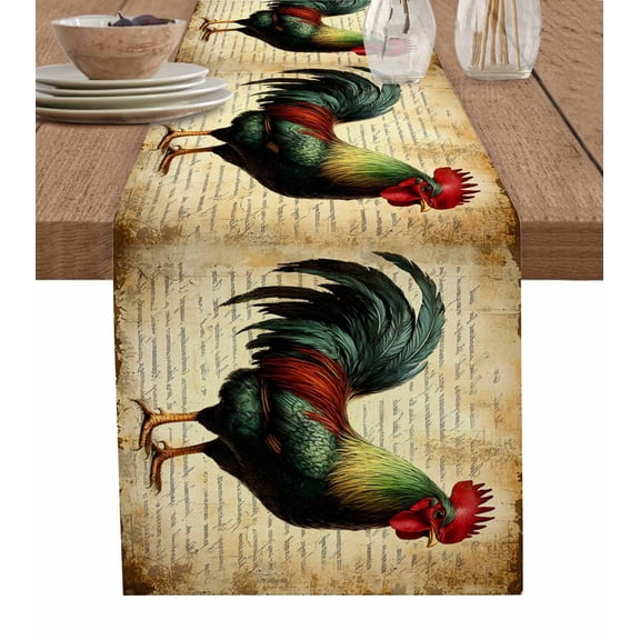 Hokiten Table Runners 36 Inches Long Dress Scarves, Retro Rooster Farmhouse Kitchen/Dining Table Runner, Short Coffee Tablerunners, Farmhouse Vintage Animal Watercolor 13x36 Inch