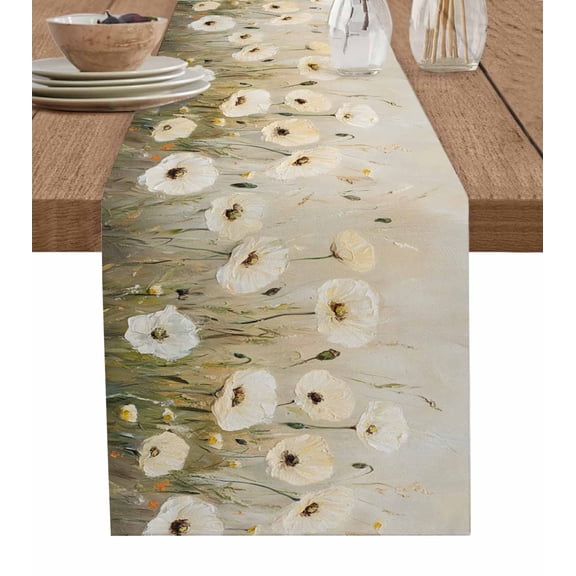 Hokiten Table Runners 36 Inches Long Dress Scarves, Vintage Flowers Farmhouse Kitchen/Dining Table Runner, Short Coffee Tablerunners, Farm Daisies Watercolor Graffiti Art 13x36 Inch