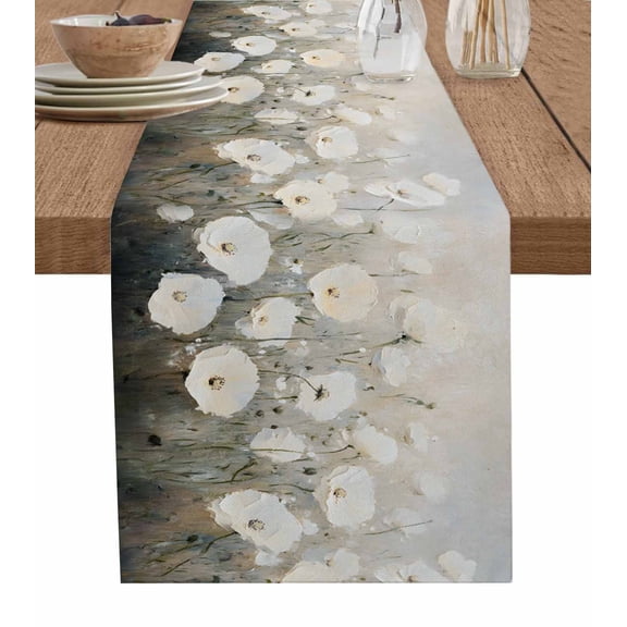 Hokiten Table Runners 36 Inches Long Dress Scarves, Watercolor Flowers Farmhouse Kitchen/Dining Table Runner, Short Coffee Tablerunners, Farm Daisies Vintage Street Art 13x36 Inch