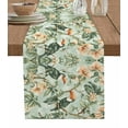 thumbnail image 1 of Hokiten Table Runners 48 Inches Long Dress Scarves, Flower Bird Farmhouse Kitchen/Dining Table Runner, Short Coffee Tablerunners, Pink Flower Green Palm Leaves Watercolor 13x48 Inch, 1 of 7