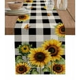 thumbnail image 1 of Hokiten Table Runners 48 Inches Long Dress Scarves, Sunflower Checkered Farmhouse Kitchen/Dining Table Runner, Short Coffee Tablerunners, Black Buffalo Plaid Pastoral Flowers 13x48 Inch, 1 of 7