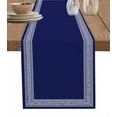 thumbnail image 1 of Hokiten Table Runners 60 Inches Long Dress Scarves, Navy Blue Geometric Farmhouse Kitchen/Dining Table Runner, Small Coffee Tablerunners, White Greek Key Farmhouse 13x60 Inch, 1 of 7