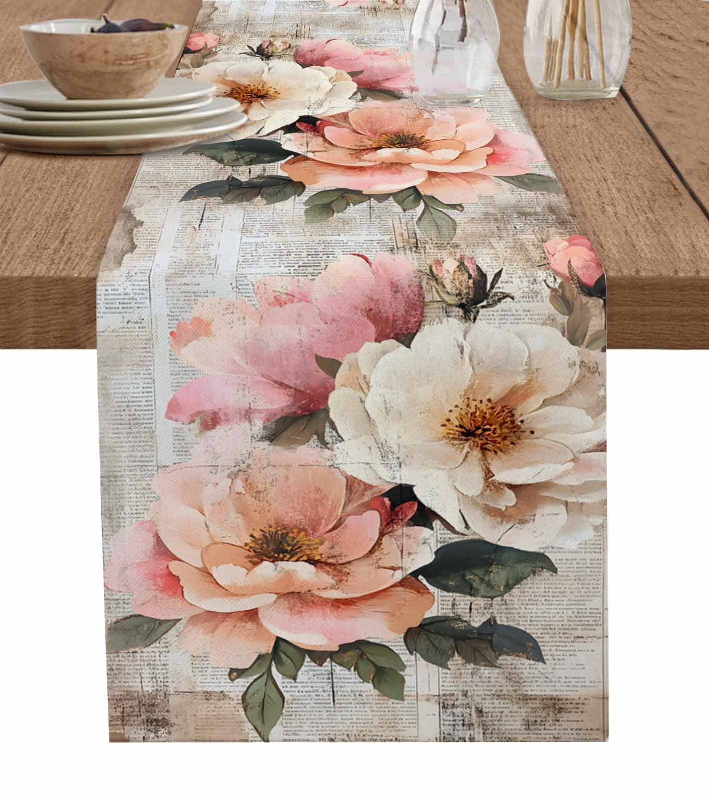 Hokiten Table Runners 60 Inches Long Dress Scarves, Pink Spring Floral ...