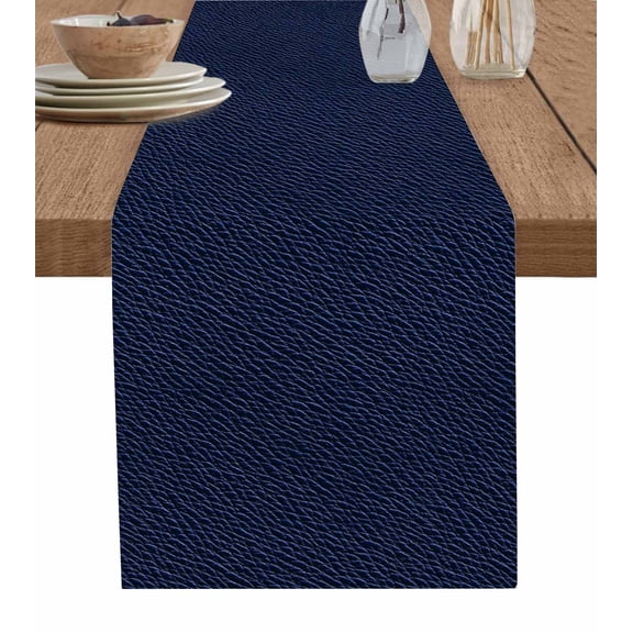 Hokiten Table Runners 60 Inches Long Dress Scarves, Solid Dark Blue Farmhouse Kitchen/Dining Table Runner, Small Coffee Tablerunners, Minimalism Abstract Denim Texture 13x60 Inch